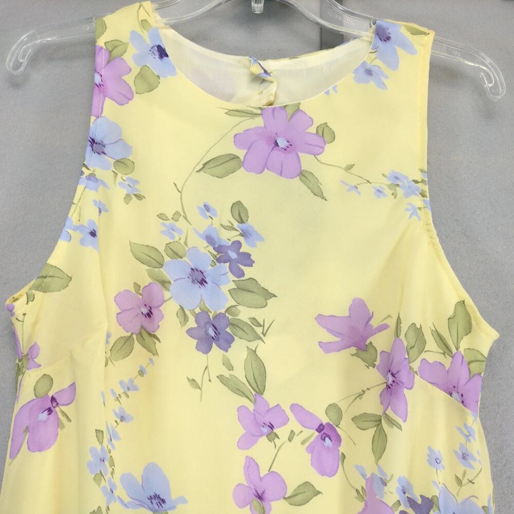 Vtg 90s Y2K California Concepts Yellow Floral Sleeveless Maxi Dress Sz 11 Spring - Picture 8 of 10